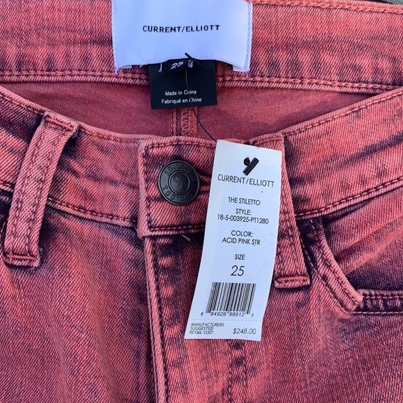 Current/Elliott Pink Acid Wash Mid Rise Skinny Jeans-NWT - Picture 11 of 11